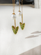 Botanical Garden Pearl & Green Enamel Threader Earrings - Sunnysideus 
