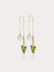 Botanical Garden Pearl & Green Enamel Threader Earrings - Sunnysideus 