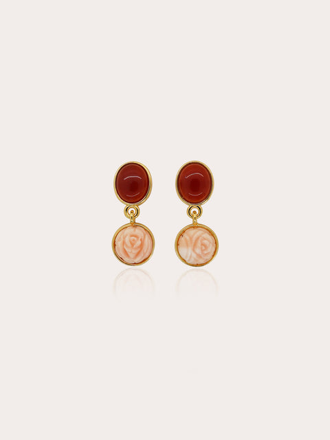 French Garden Rosy Shells Gemstone Drop Earrings - Sunnysideus 