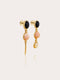 Black French Garden Rosy Shells Gemstone Drop Earrings - Sunnysideus 