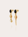 Black French Garden Rosy Shells Gemstone Drop Earrings - Sunnysideus 