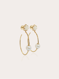 Romantic Roses Carved & White Pearl C-Hoop Earrings - Sunnysideus 