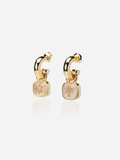Clear Quartz Glam Drop Hoop Earrings – 18K Gold Plated Over Brass - Sunnysideus 