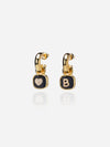 Black Agate Glam Drop Hoop Earrings – 18K Gold Plated Over Brass - Sunnysideus 