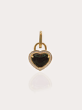 Celia Double Sided Black Agate Heart Padlock Pendant - 18K Gold Plated - Sunnysideus 