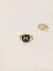 Honoria Black Agate Initial Ring - 18K Gold Plated (Pre-Order, AVAILABLE EARLY JULY 2021) - Sunnysideus 