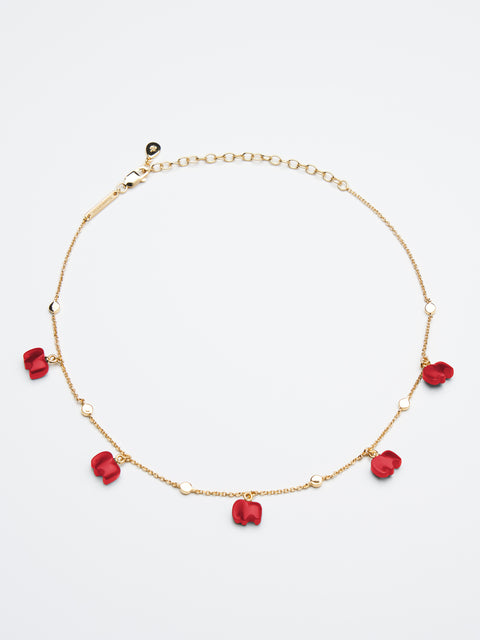 Holiday Red Lucky Elephant Choker Necklace - 18K Plated Over Sterling Silver - Sunnysideus 
