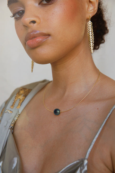 MIA Floating Solitaire Pearl Necklace - 18K Solid Gold Chain - Sunnysideus 