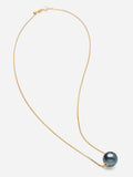 MIA Floating Solitaire Black Tahitian Pearl Necklace - 18K Gold Hardware - Sunnysideus 