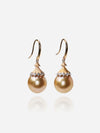 Umbrella Diamonds Golden South Sea Pearl Earrings in 18K Yellow Gold - Sunnysideus 