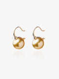 Luminous 12mm Golden South Sea Pearl Wire Earrings in 18K Yellow Gold - Sunnysideus 