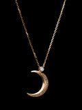 Crescent Moon & Star Diamond Layer Necklace - 14K Yellow Gold - Sunnysideus 